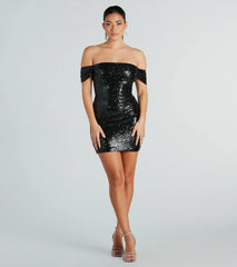 Paulina Sequin Off-The-Shoulder Party Dress