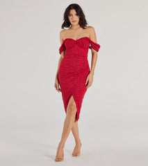Lennon Glitter Knit Off-The-Shoulder Midi Dress