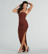 Adrian Formal Glitter Lace-Up Long Dress