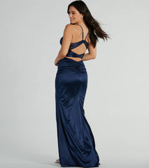 Loraine Sweetheart Wrap Mermaid Satin Formal Dress