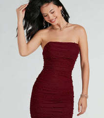 Caterina Formal Strapless Faux Pearl Long Dress