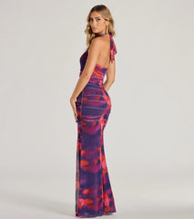 Jenny Halter Mermaid Tie-Dye Mesh Formal Dress