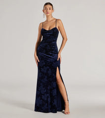 Anisa Sleeveless Floral Velvet Mermaid Dress