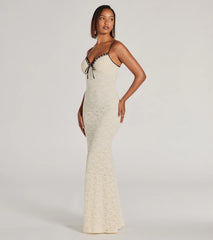 Glinda V-Neck Bow Lace Mermaid Formal Dress