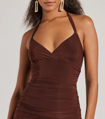 Serving Looks Ruched Knit Bodycon Mini Dress