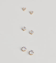 Perfect Set Cubic Zirconia Stud Earrings Pack