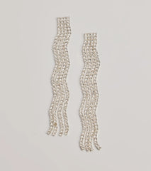 Glam Moment Wavy Rhinestone Fringe Earrings