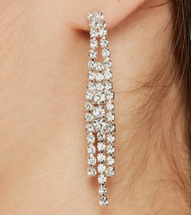 Feeling Luxe Rhinestone Fringe Necklace And Earrings Set