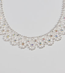 Divine Sparkle Scallop Rhinestone Collar Necklace