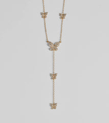 Whimsy Glamour Rhinestone Butterfly Necklace