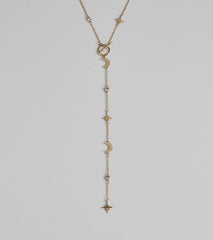 Dreamy Sparkle Celestial Charm Lariat Necklace