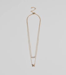 Dainty Sparkle Cubic Zirconia Layered Charm Necklace