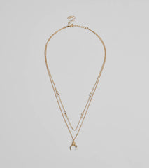 New Moon Star Charm Layered Necklace