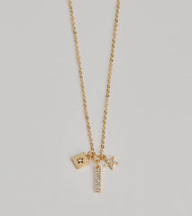 Glam Wish Rhinestone Celestial Charm Necklace