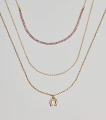 Lucky Day Horseshoe Charm Layered Necklace