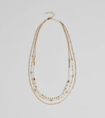 Three Way Tie Layered Bead Necklace