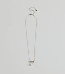 Simple And Stunning Rhinestone Bow Necklace