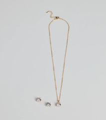 True Luxe Rhinestone Necklace And Earrings Set