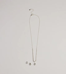 Chic Delicate Rhinestone Necklace And Earrings Set