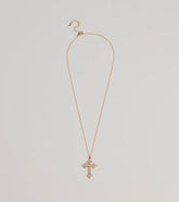 Divine Charm Rhinestone Cross Pendant Necklace