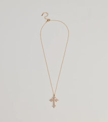 Divine Charm Rhinestone Cross Pendant Necklace