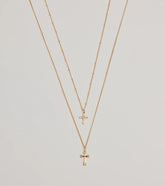 Joyful Glam Layered Cross Charm Necklace