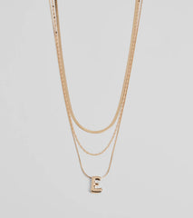 E Initial Layered Bubble Necklace