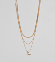L Initial Layered Bubble Necklace