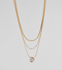 D Initial Layered Bubble Necklace