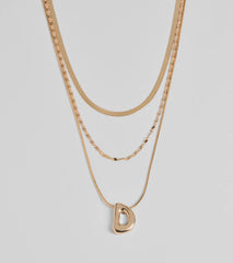 D Initial Layered Bubble Necklace