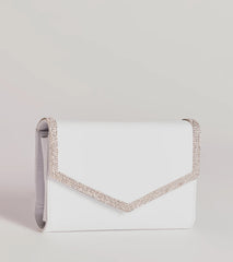 Chic Shimmer Rhinestone Trim Envelope Clutch
