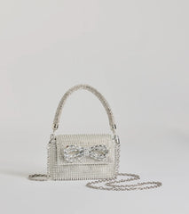 Glittering Aesthetic Rhinestone Bow Mini Purse