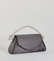 Glam Aspiration Rhinestone Strap Satin Handbag