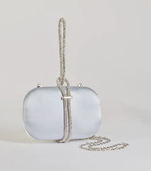 Cordially Invited Rhinestone Strap Satin Clutch