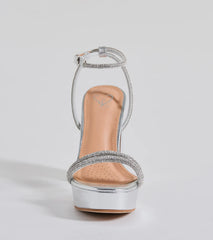 Chic Stunners Rhinestone Platform Metallic Heels