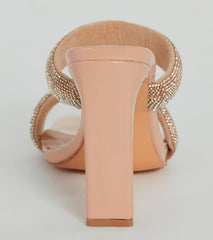 Color Me Glam Ombre Rhinestone Block Heel Mules