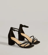Glam Up Rhinestone Strappy Low Block Heels