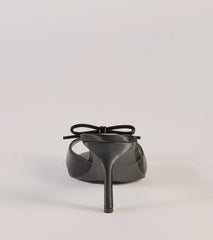 Chic Elegance Faux Leather Stiletto Bow Mules