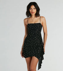 Jess Side Ruffle Rhinestone Bodycon Party Dress