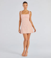 Clarice Sequin Beaded Lace A-Line Mini Dress