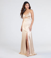 Maisy Cutout High Slit Satin Formal Dress