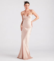 Vanessa Formal Satin Cowl Neck Dress