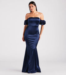 Rose Formal Satin Off-The-Shoulder Mermaid Dress