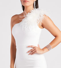Patricia Formal Crepe Marabou Long Dress