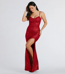 Ashelyn Cowl Neck Glitter Mermaid Formal Dress