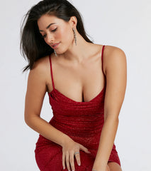 Ashelyn Cowl Neck Glitter Mermaid Formal Dress