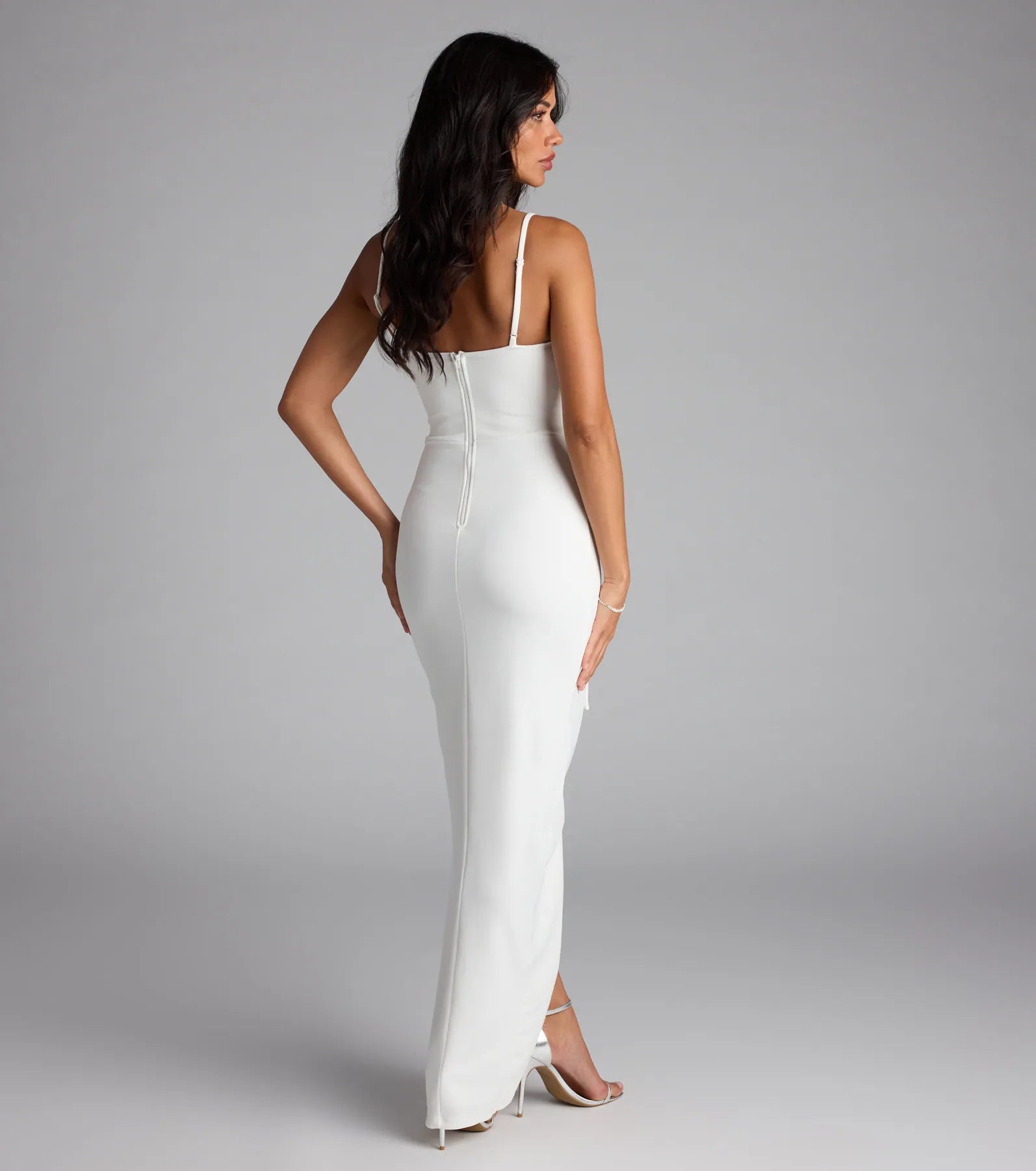 Darcie Sweetheart Ruffle Slim Crepe Formal Dress
