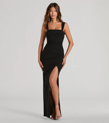 Annie Tie Back Wrap Slit Mermaid Glitter Formal Dress