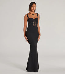 Aspen Sweetheart Lace Crepe Mermaid Formal Dress