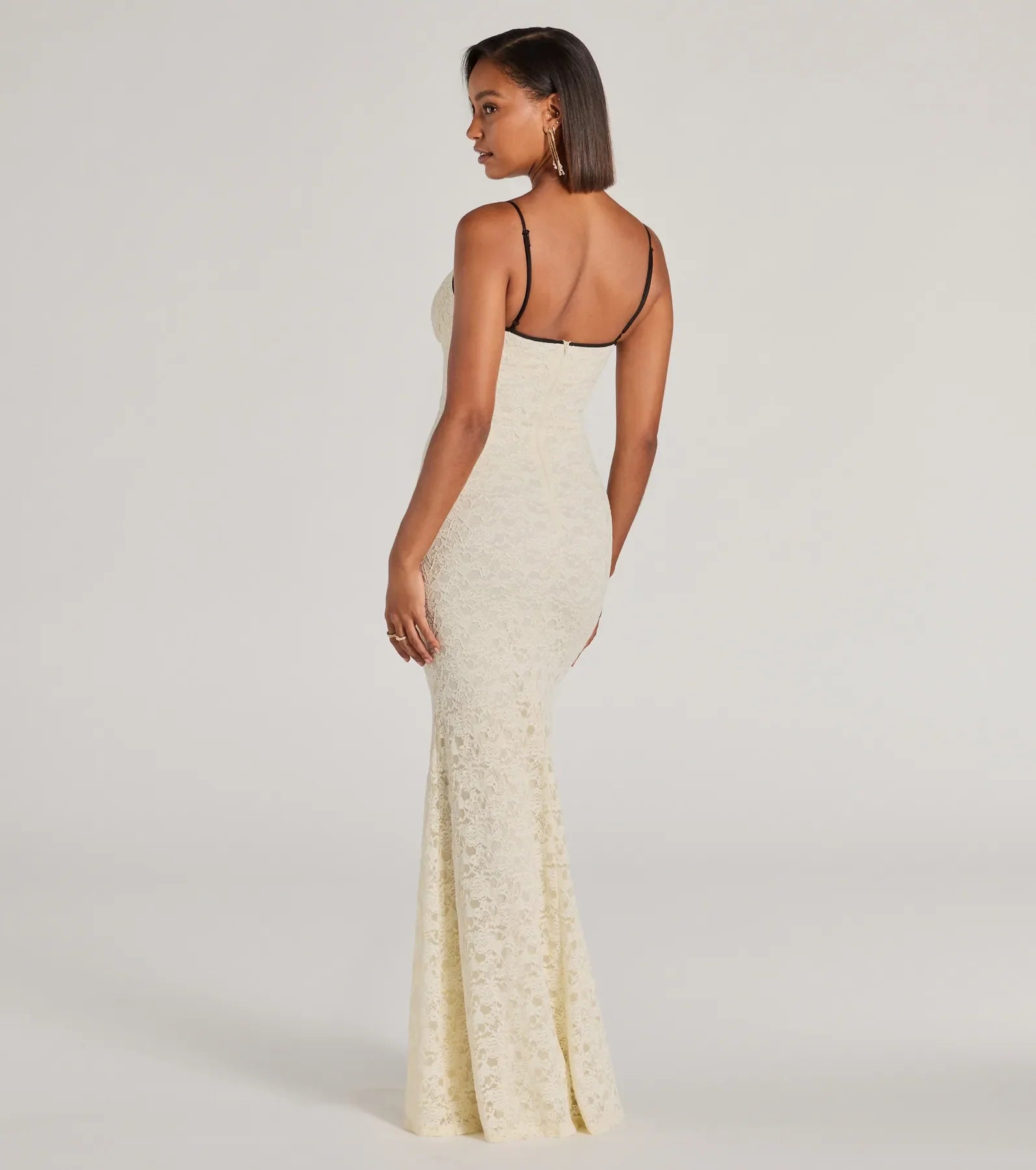 Glinda V-Neck Bow Lace Mermaid Formal Dress